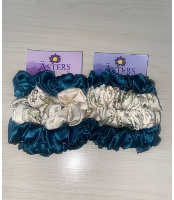 Asters Satin Scrunchie (Pack of 4)