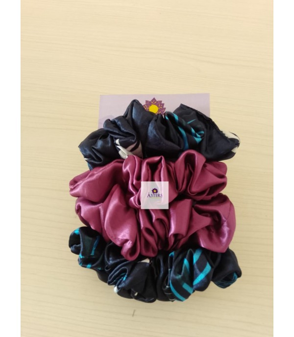 Asters Satin Scrunchie (Pack of 4)